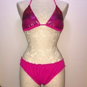 Victoria Secret Hot Pink Sequenced bikini